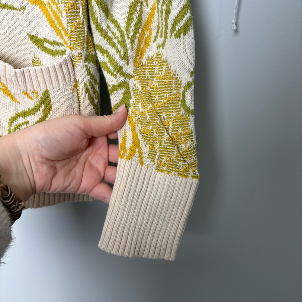Anthropologie Maeve Pineapple Cream Cardigan - Picture 4 of 9